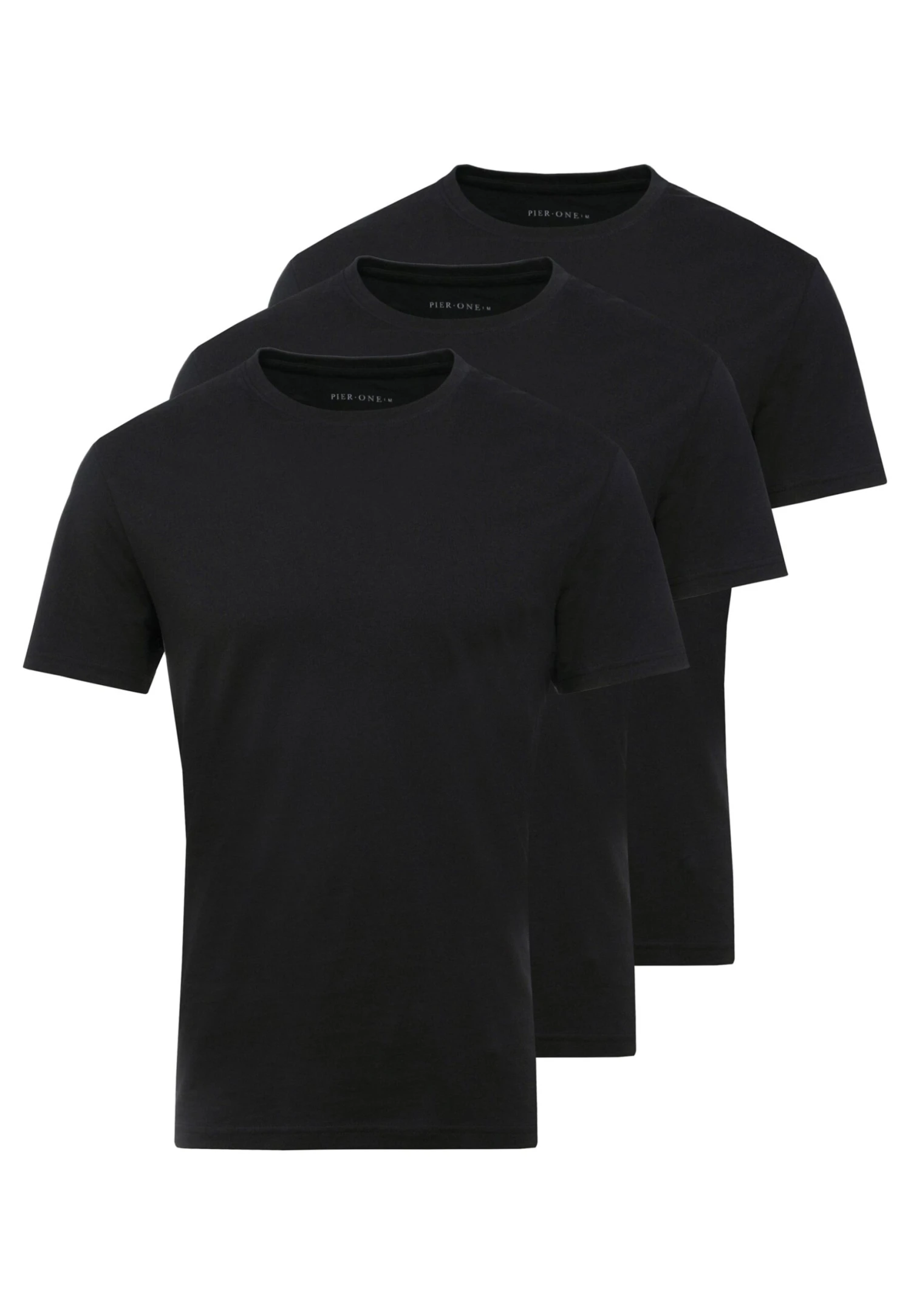 Pier One 3 PACK - T-shirt Basic - Black 6 Pier One 3 PACK - T-shirt Basic - Black - obrazek 4