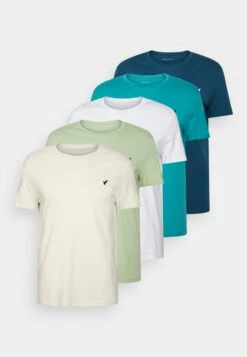Pier One 5 PACK - T-shirt Basic - White/blue/stone -Sklep Z Odzieżą Męską 00fec76a23194020b0f0894c5c8fb3e1