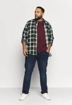 Pier One 2 PACK - T-shirt Basic - Dark Blue/bordeaux