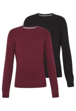 Pier One 2 PACK - Sweter - Black/bordeaux