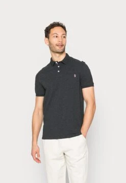 Pier One TRICOLORE TRIM POLO - Koszulka Polo - Dark Grey
