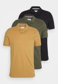 Pier One 3 PACK - Koszulka Polo - Camel/khaki/black