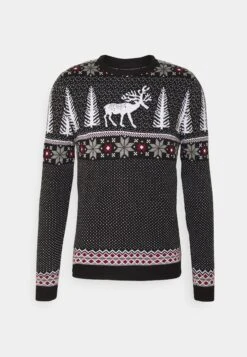 Pier One WINTERY CHRISTMAS JUMPER - Sweter - Black