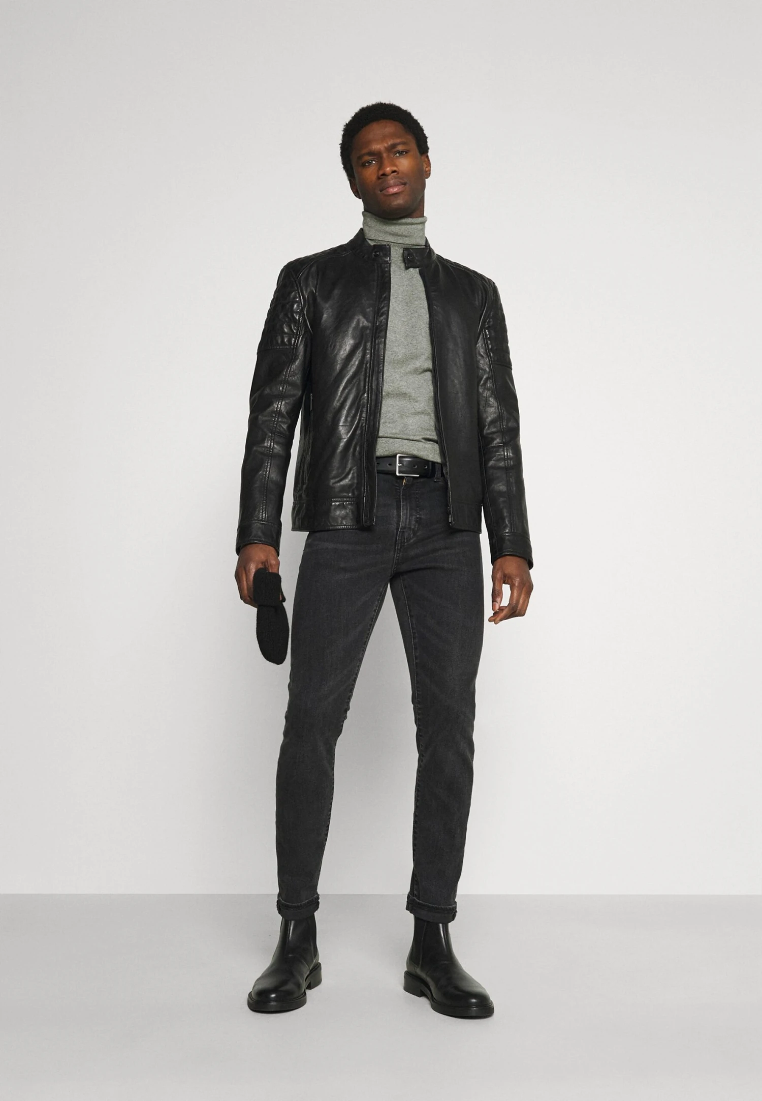 Pier One PM- BASIC TURTLENECK - Sweter - Black/mottled Light Grey 2 Pier One PM- BASIC TURTLENECK - Sweter - Black/mottled Light Grey