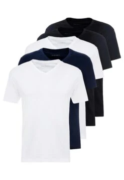 Pier One 5 PACK - T-shirt Basic - White/blue/black -Sklep Z Odzieżą Męską 2819a515ceaa41a7b996144dea7390c3