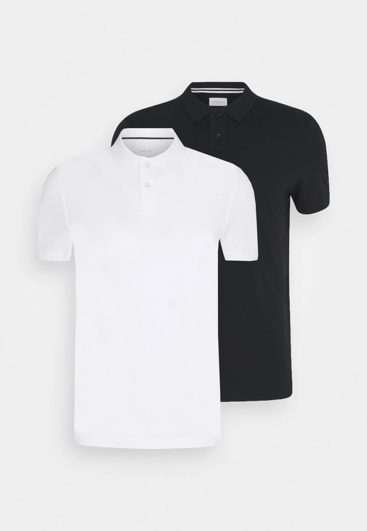 Pier One 2 PACK - Koszulka Polo - White/black 3 Pier One 2 PACK - Koszulka Polo - White/black