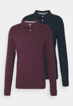 Pier One 2 PACK - Koszulka Polo - Bordeaux/dark Blue