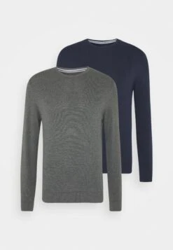 Pier One 2 PACK - Sweter - Dark Blue/mottled Dark Grey