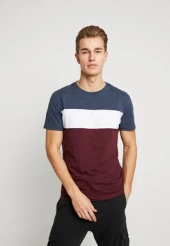 Pier One T-shirt Z Nadrukiem - Bordeaux / Dark Blue