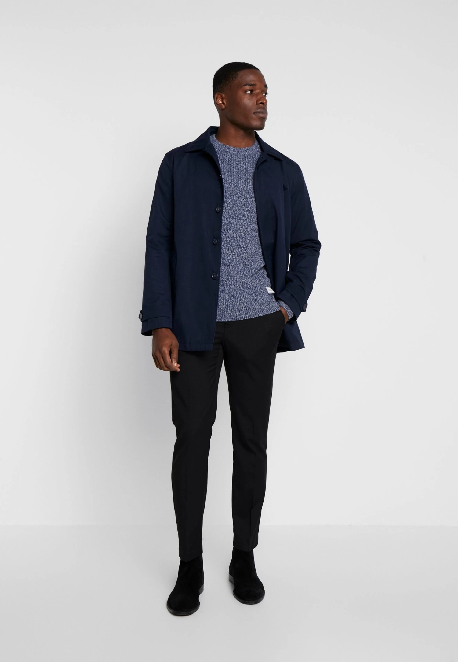 Pier One MULTICOLOUR HALF CARDIGAN JUMPER - Sweter - Mottled Blue 4 Pier One MULTICOLOUR HALF CARDIGAN JUMPER - Sweter - Mottled Blue - obrazek 2