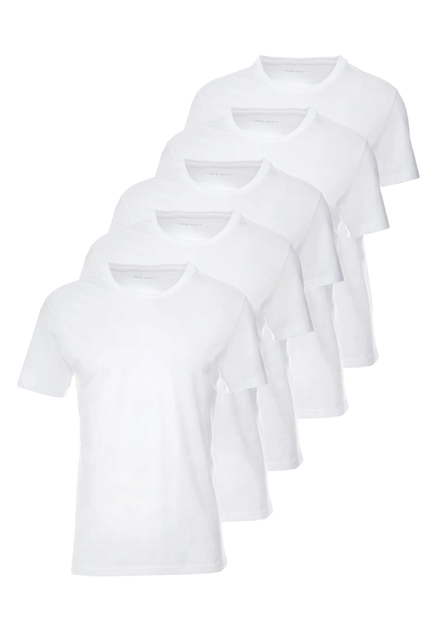 Pier One 5 PACK - T-shirt Basic - White 3 Pier One 5 PACK - T-shirt Basic - White