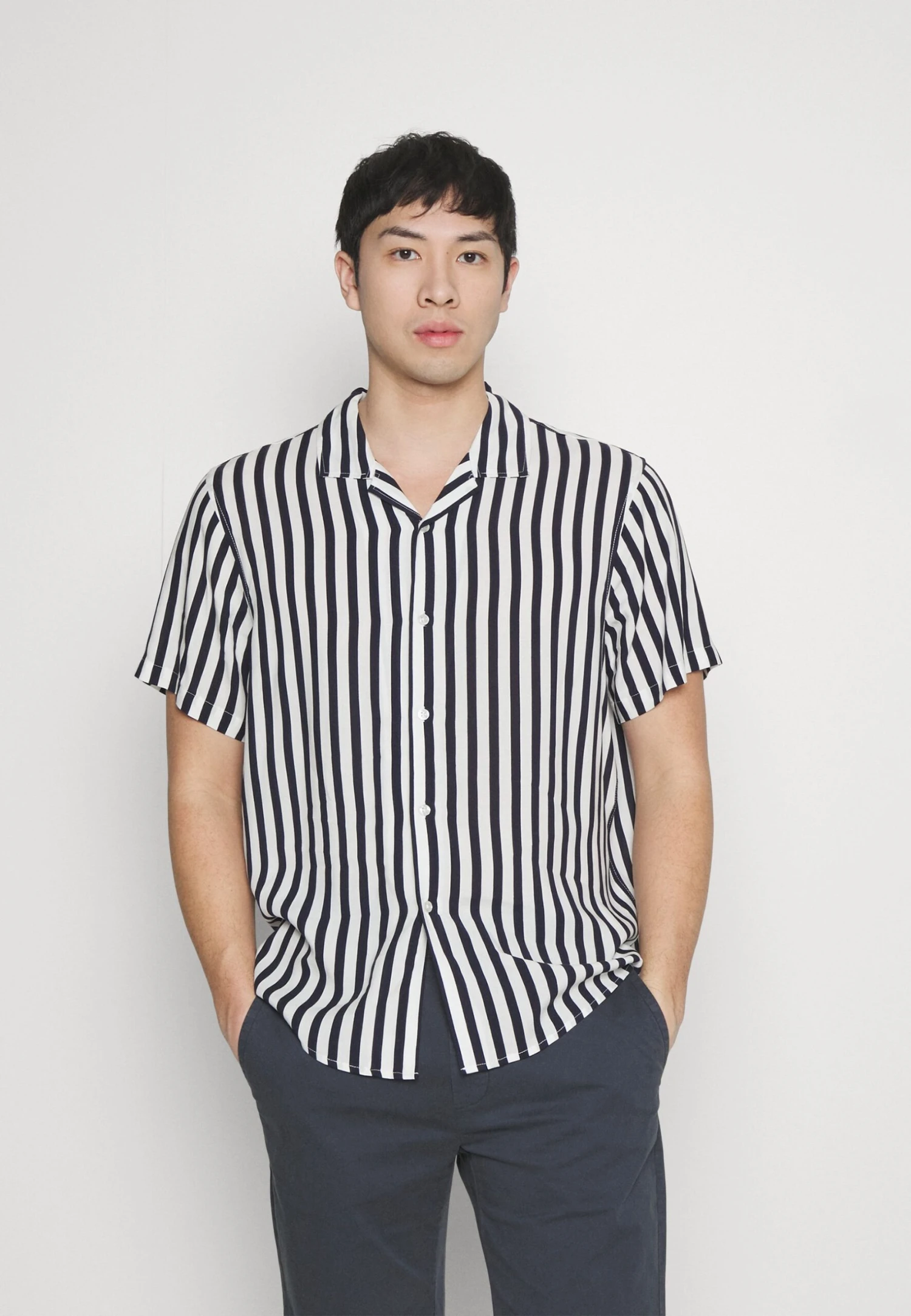 Pier One Koszula - Dark Blue/white 3 Pier One Koszula - Dark Blue/white