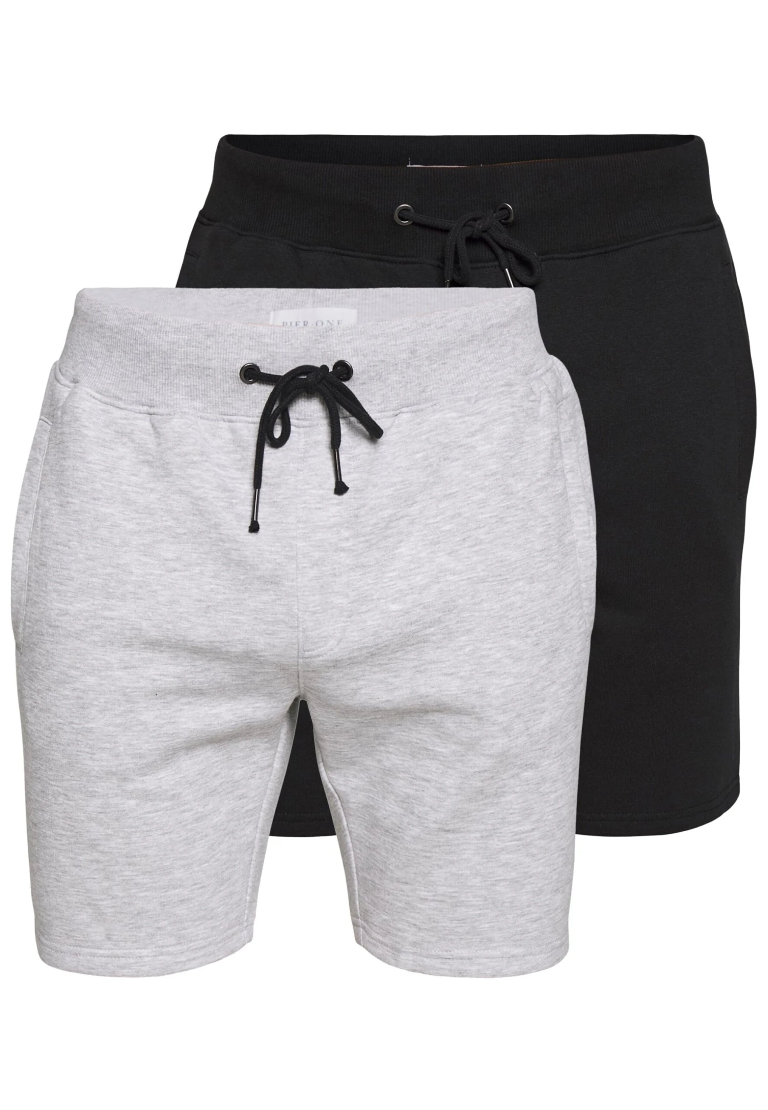 Pier One 2 PACK - Szorty - Light Grey /black 3 Pier One 2 PACK - Szorty - Light Grey /black