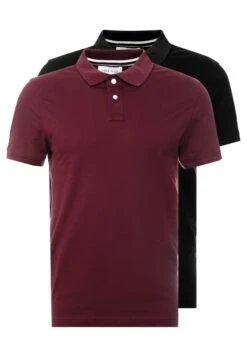 Pier One 2 PACK - Koszulka Polo - Bordeaux/black