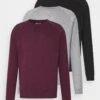 Pier One 3 PACK - Bluza - Bordeaux/black/grey