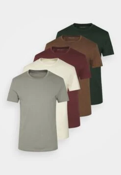 Pier One 5 PACK - T-shirt Basic - Bordeaux/light Grey/brown -Sklep Z Odzieżą Męską 83cca5e18c004829aaae044651c3ddc2