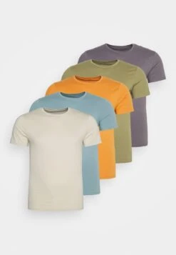 Pier One 5 PACK - T-shirt Basic - Orange/dark Blue/green
