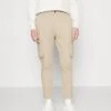 Pier One CUFFED SKINNY TROUSER - Bojówki - Tan