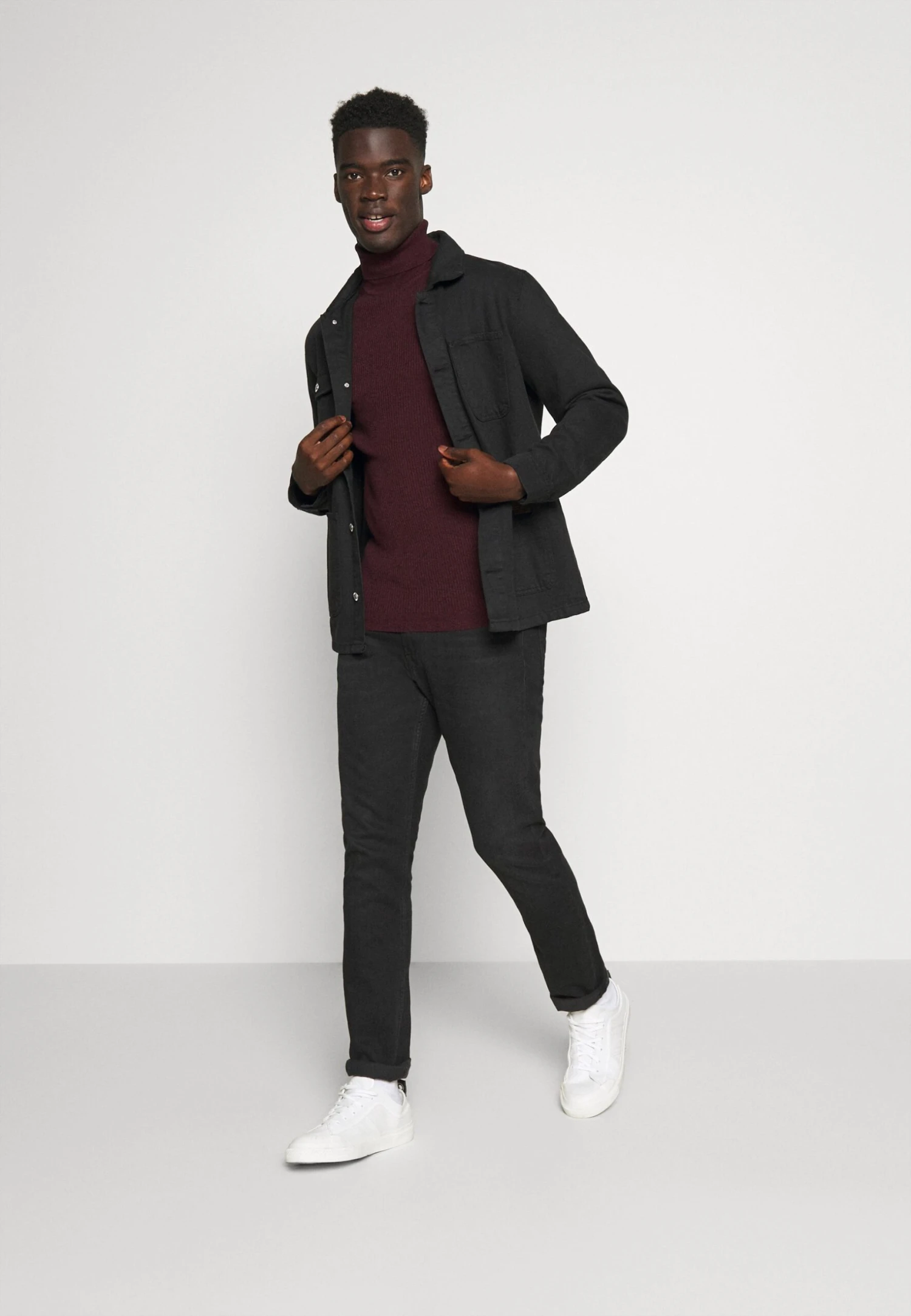 Pier One MUSCLE FIT TURTLE - Sweter - Mottled Bordeaux 4 Pier One MUSCLE FIT TURTLE - Sweter - Mottled Bordeaux - obrazek 2