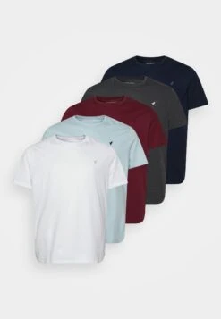 Pier One 5 PACK - T-shirt Basic - White/mottled Dark Grey/bordeaux -Sklep Z Odzieżą Męską 9a68ad18204f43e0abb4813a31752b65