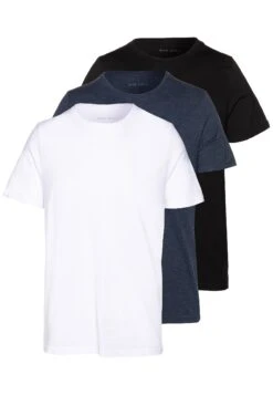 Pier One 3 PACK - T-shirt Basic - Black/white/blue