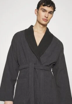 Pier One SHAWL TOWEL BATHROBE - Szlafrok - Dark Grey -Sklep Z Odzieżą Męską aedd72cbd7d04b83bcef8a6c104e08f9
