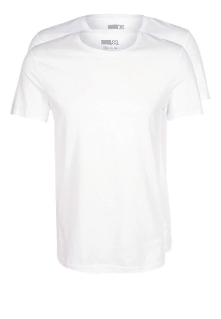 Pier One 2 PACK - T-shirt Basic - White 3 Pier One 2 PACK - T-shirt Basic - White