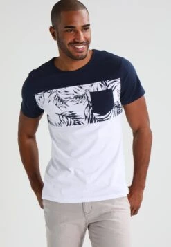 Pier One T-shirt Z Nadrukiem - Navy/white