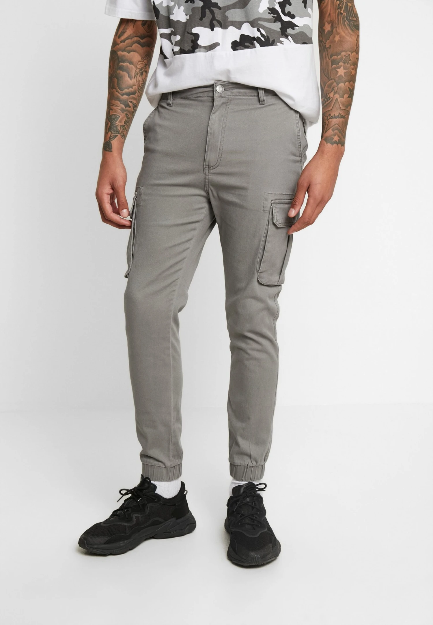 Pier One CUFFED SKINNY TROUSER - Bojówki - Grey 3 Pier One CUFFED SKINNY TROUSER - Bojówki - Grey