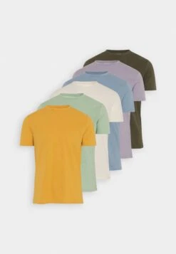 Pier One 7 PACK - T-shirt Basic - White/yellow/lilac -Sklep Z Odzieżą Męską d619b979bff1421ca3c2dca88f3e6305
