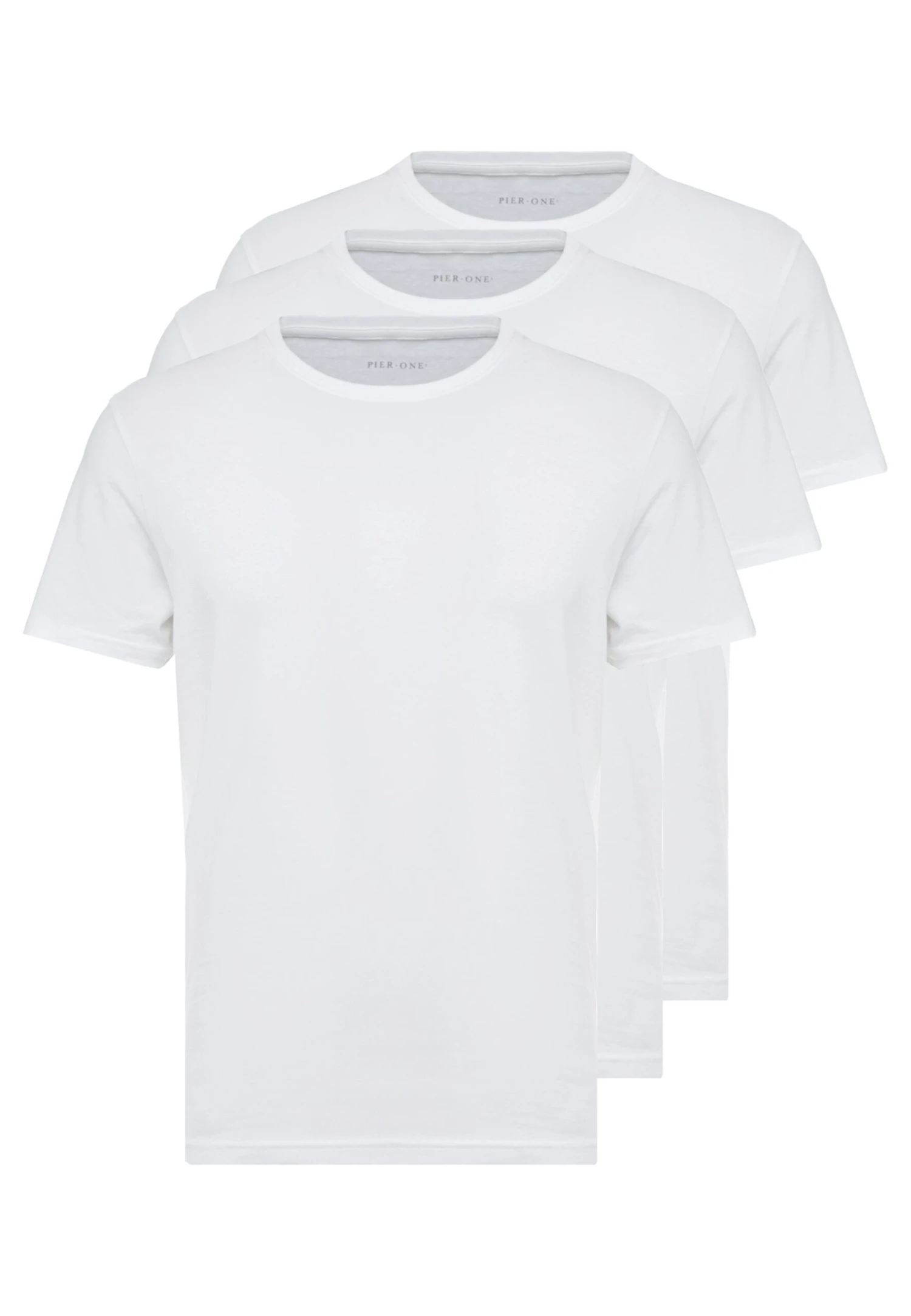 Pier One 3 PACK - T-shirt Basic - White 3 Pier One 3 PACK - T-shirt Basic - White