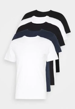 Pier One 5 PACK - T-shirt Basic - Black/white/blue -Sklep Z Odzieżą Męską f1b37127ec2d45f98139c878d4f29450