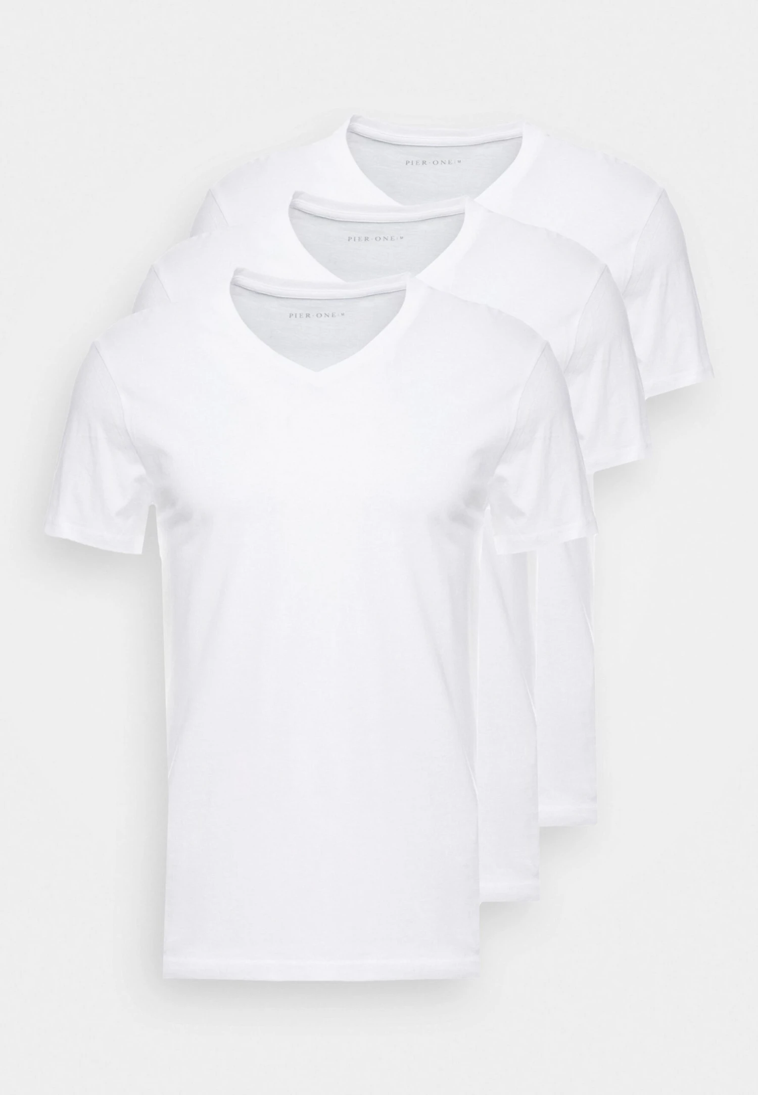 Pier One 3 PACK - T-shirt Basic - White 7 Pier One 3 PACK - T-shirt Basic - White - obrazek 5