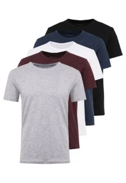 Pier One 5 PACK - T-shirt Basic - Mottled Bordeaux/white -Sklep Z Odzieżą Męską f3311ca65bb04406b4483c68855855c6
